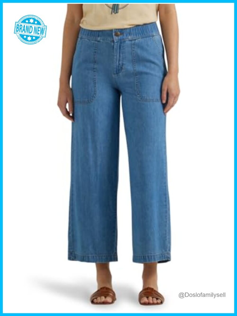 Wide Leg Crop Capri Pants with Elastic Waistband